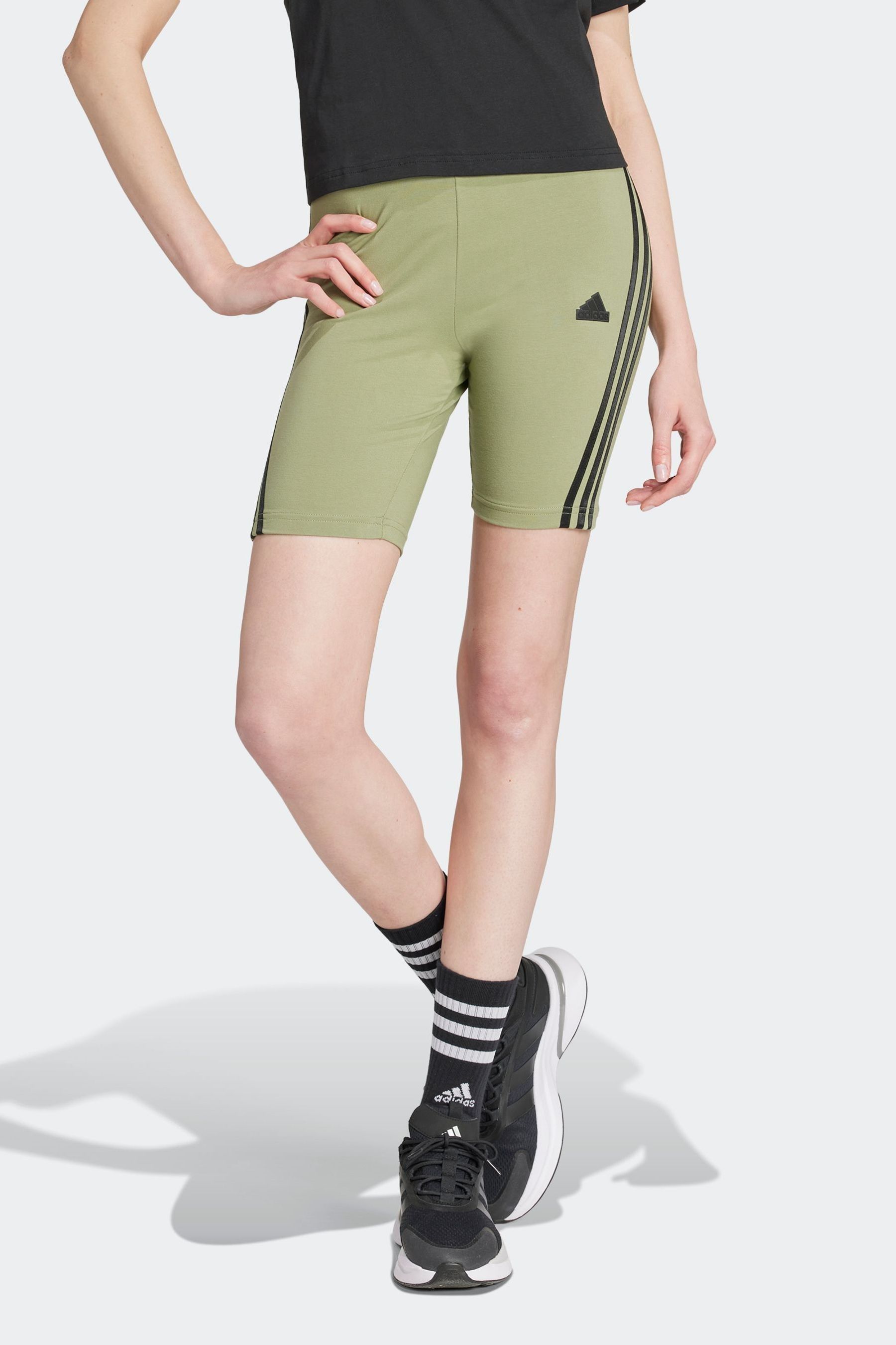 adidas Green Sportswear Future Icons 3 Stripes Bike Shorts