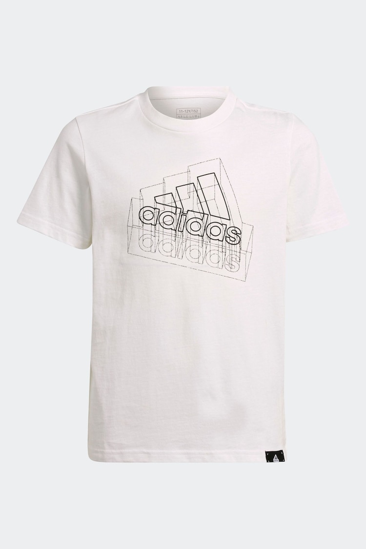 adidas White 100% Cotton Tech Table T-Shirt - Image 6 of 6