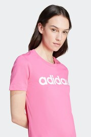 adidas Dark Pink Slim Sportswear Essentials Logo 100% Cotton T-Shirt - Image 5 of 8