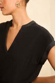 Love & Roses Black V Neck Jersey T Shirt Mini Dress - Image 2 of 4