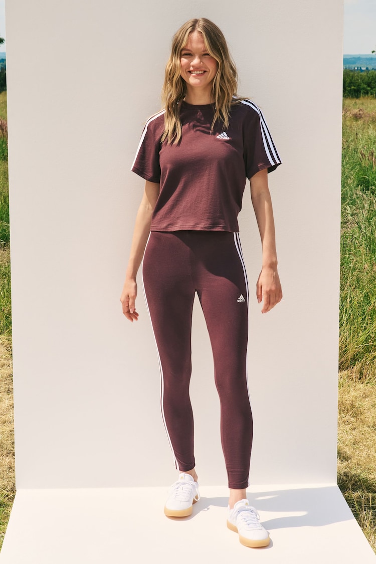 adidas 100% Cotton Sportswear Essentials 3-Stripes Single Jersey Crop T-Shirt - Image 2 of 3