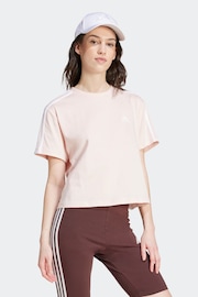 adidas Light Pink 100% Cotton Sportswear Essentials 3-Stripes Single Jersey Crop T-Shirt - Image 4 of 7