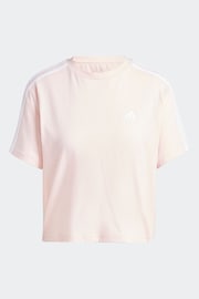 adidas Light Pink 100% Cotton Sportswear Essentials 3-Stripes Single Jersey Crop T-Shirt - Image 7 of 7