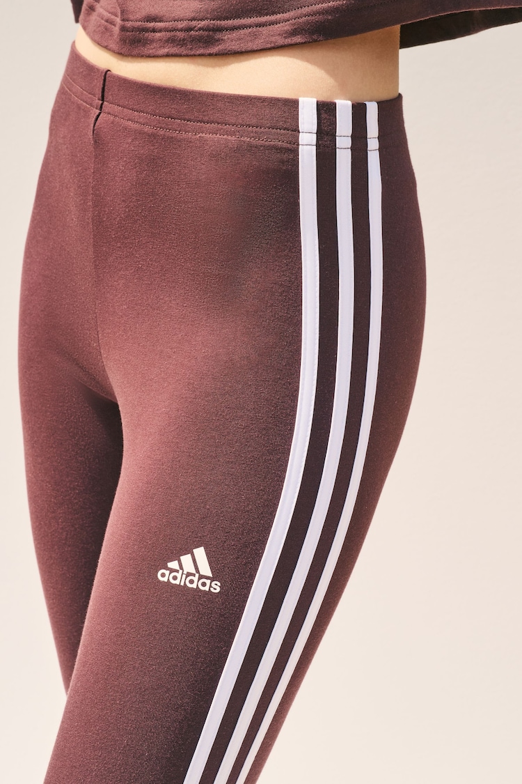 adidas Brown 3 Stripe High Waist Leggings - Image 3 of 3