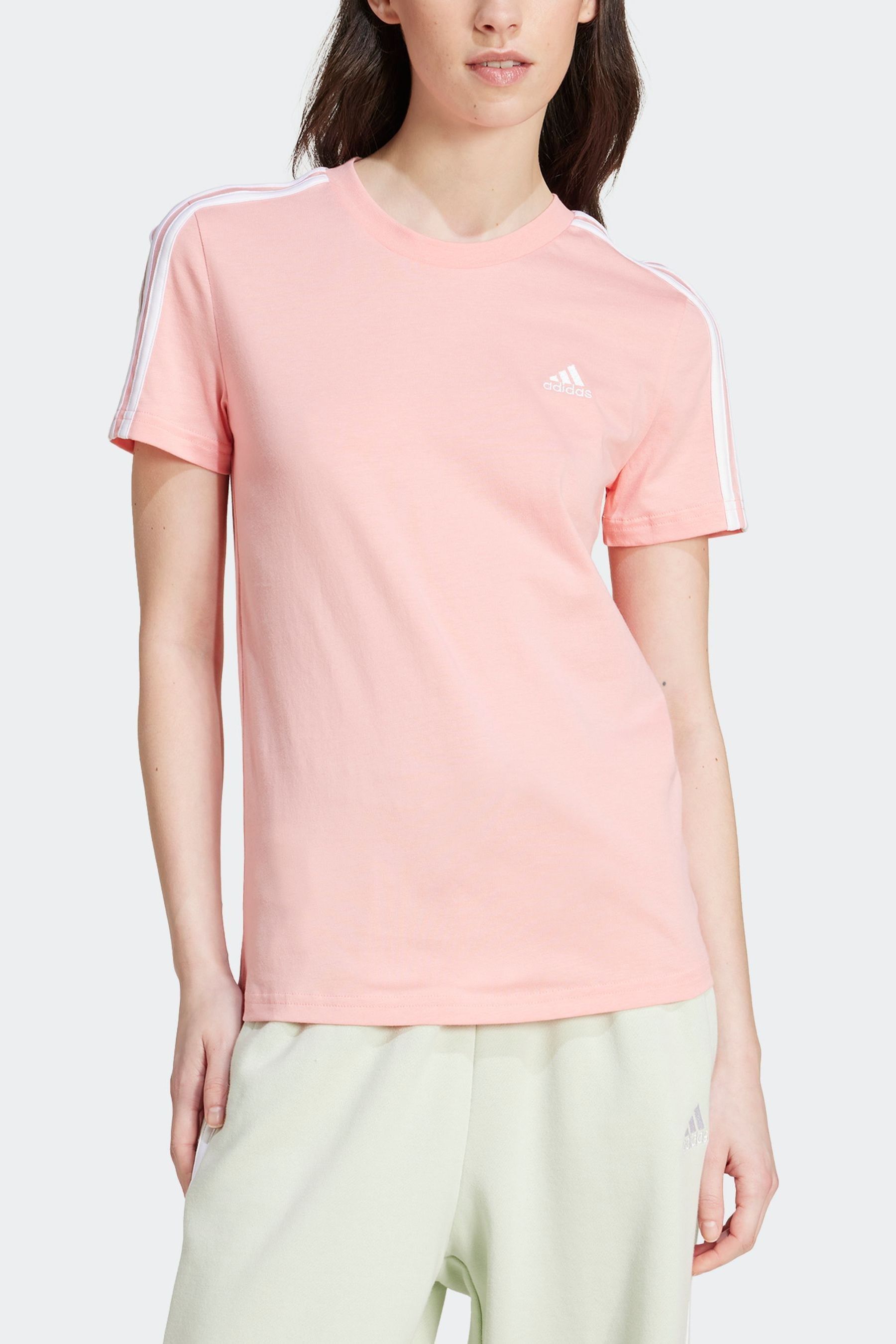 White and pink adidas t shirt clearance