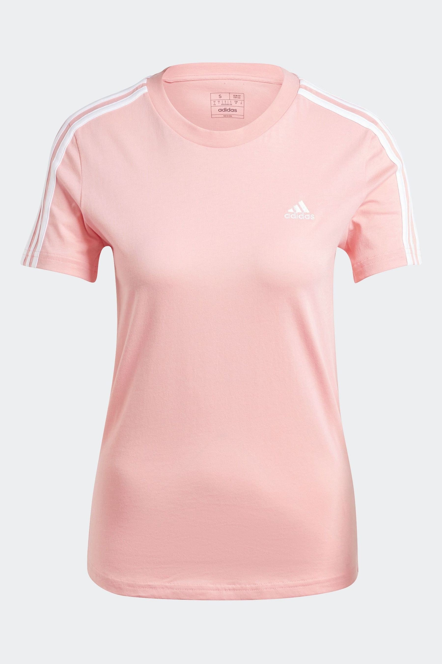 Buy adidas Pink 100 Cotton Sportswear Essentials Slim 3 Stripes T Shirt from Next Luxembourg