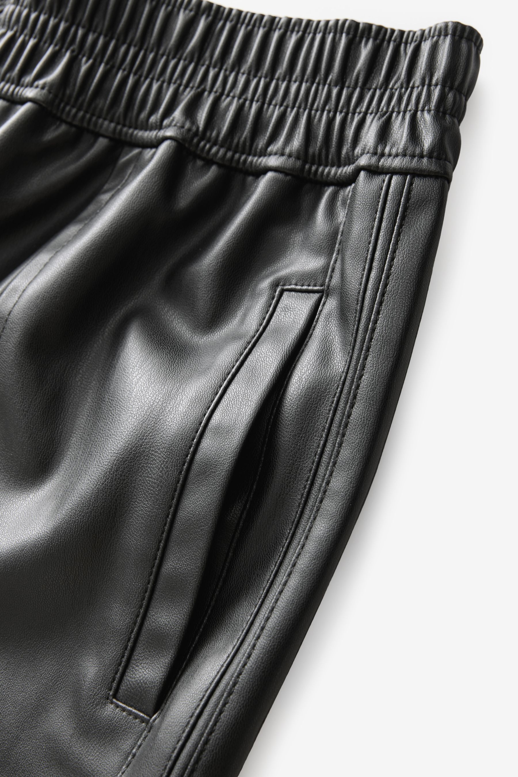 Buy Black Faux Leather Track Wide Leg Trousers from Next United Arab Emirates