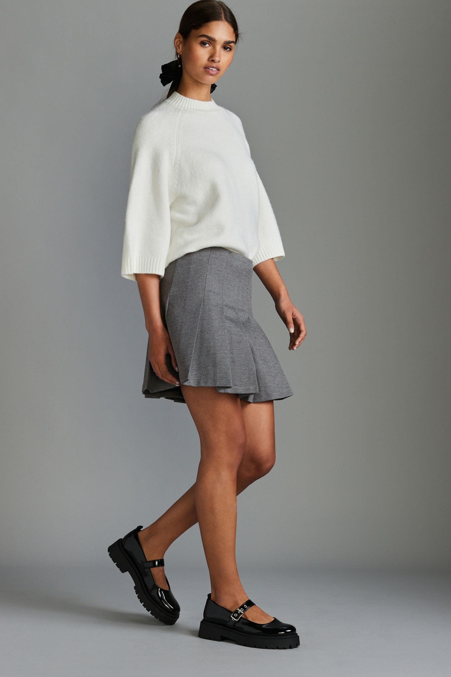 Buy Grey Ponte Kilt Skirt from Next Canada