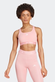 adidas Pink Medium Support Techfit Powerreact Bra - Image 1 of 10