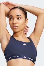 adidas Blue Medium Support Techfit Powerreact Bra - Image 8 of 10