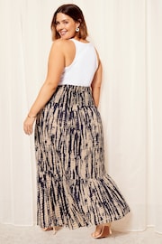 Curves Like These Navy Blue Shirred Waist Maxi Skirt - Image 2 of 4