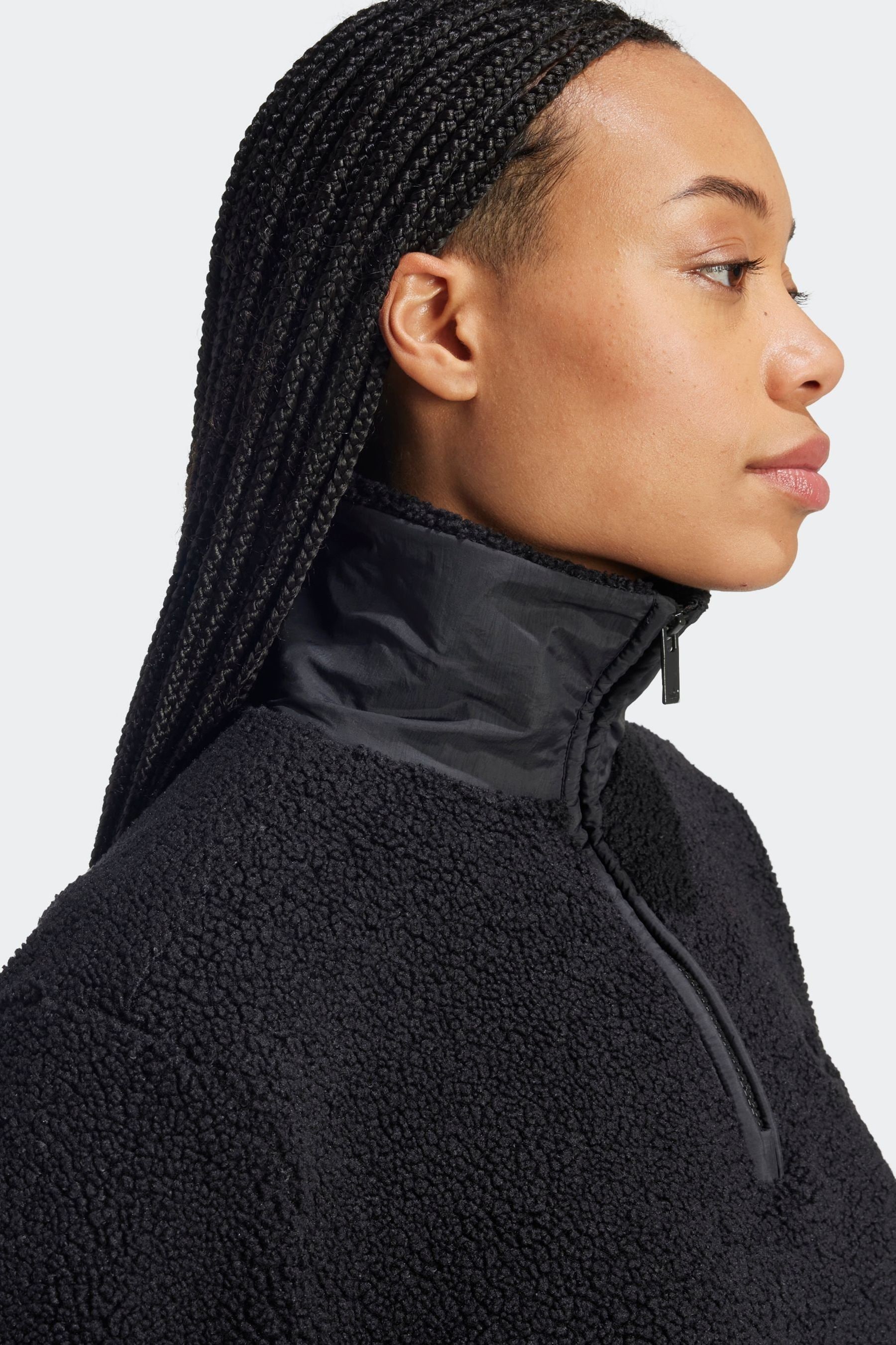 Buy adidas Originals Black 3 Stripes Teddy 1 2 Zip Sweatshirt from Next USA