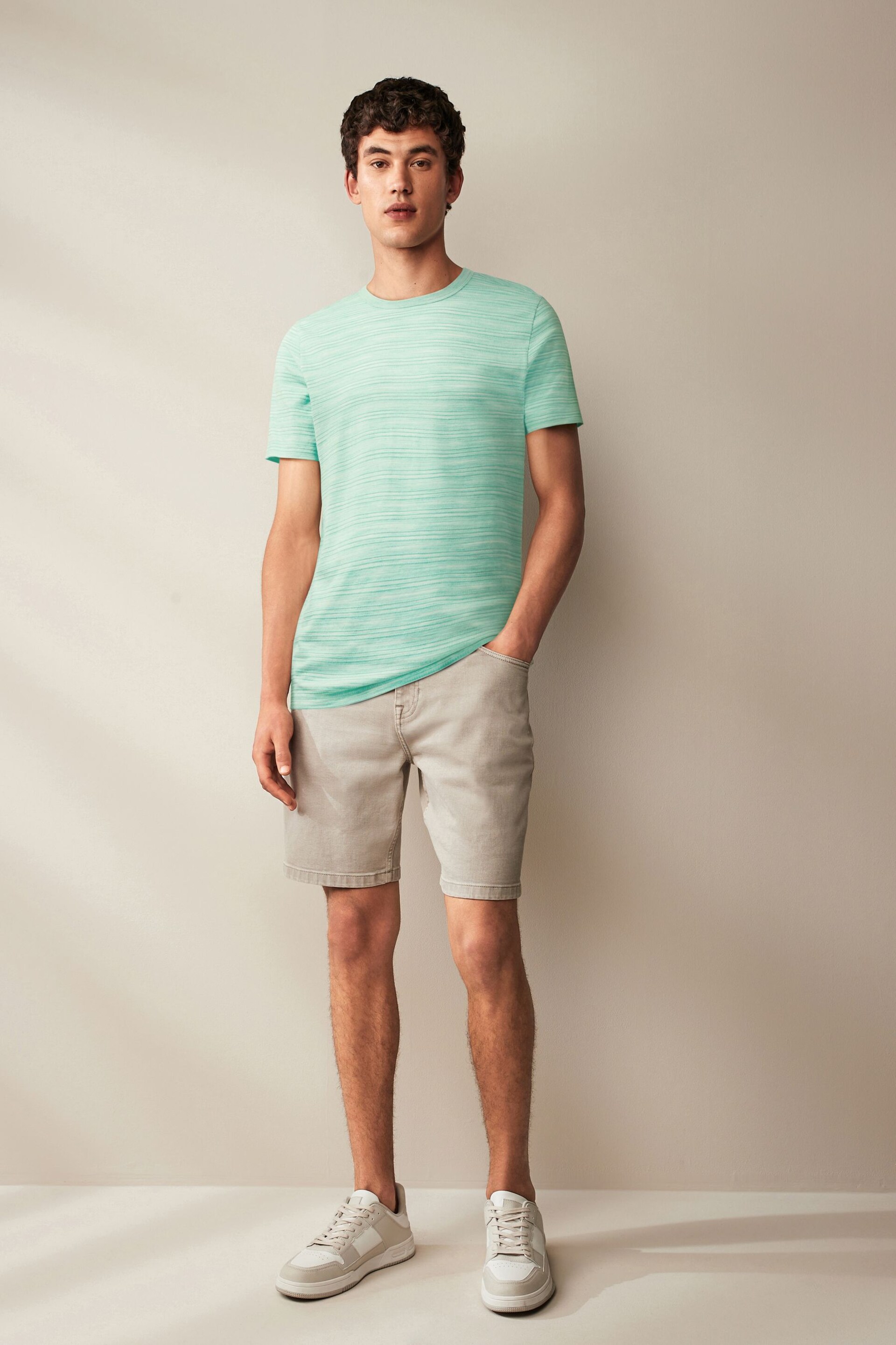 Mint Green Marl Textured T-Shirt - Image 2 of 7