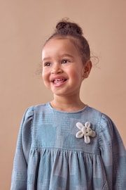 Blue 100% Cotton Denim Daisy Dress (3mths-8yrs) - Image 4 of 7