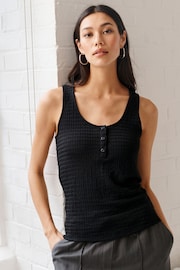 Black Textured Scoop Neck Tank Top - Image 1 of 6