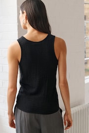 Black Textured Scoop Neck Tank Top - Image 3 of 6