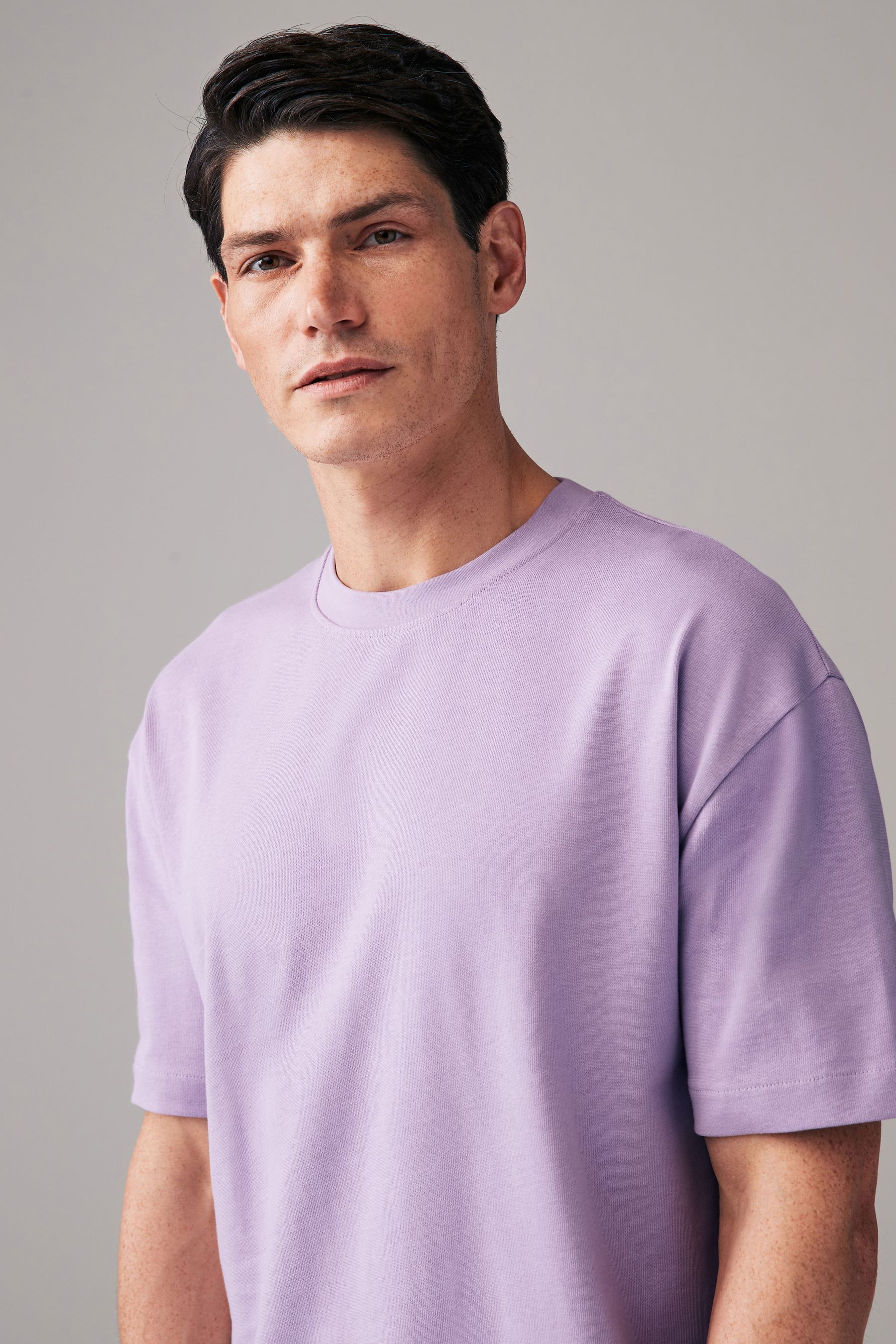 Buy Lilac Purple Relaxed Fit Heavyweight Cotton T Shirt from the Next UK online shop