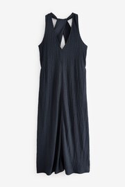 Navy V-Neck Textured Maxi Summer Jersey Dress - Image 5 of 6