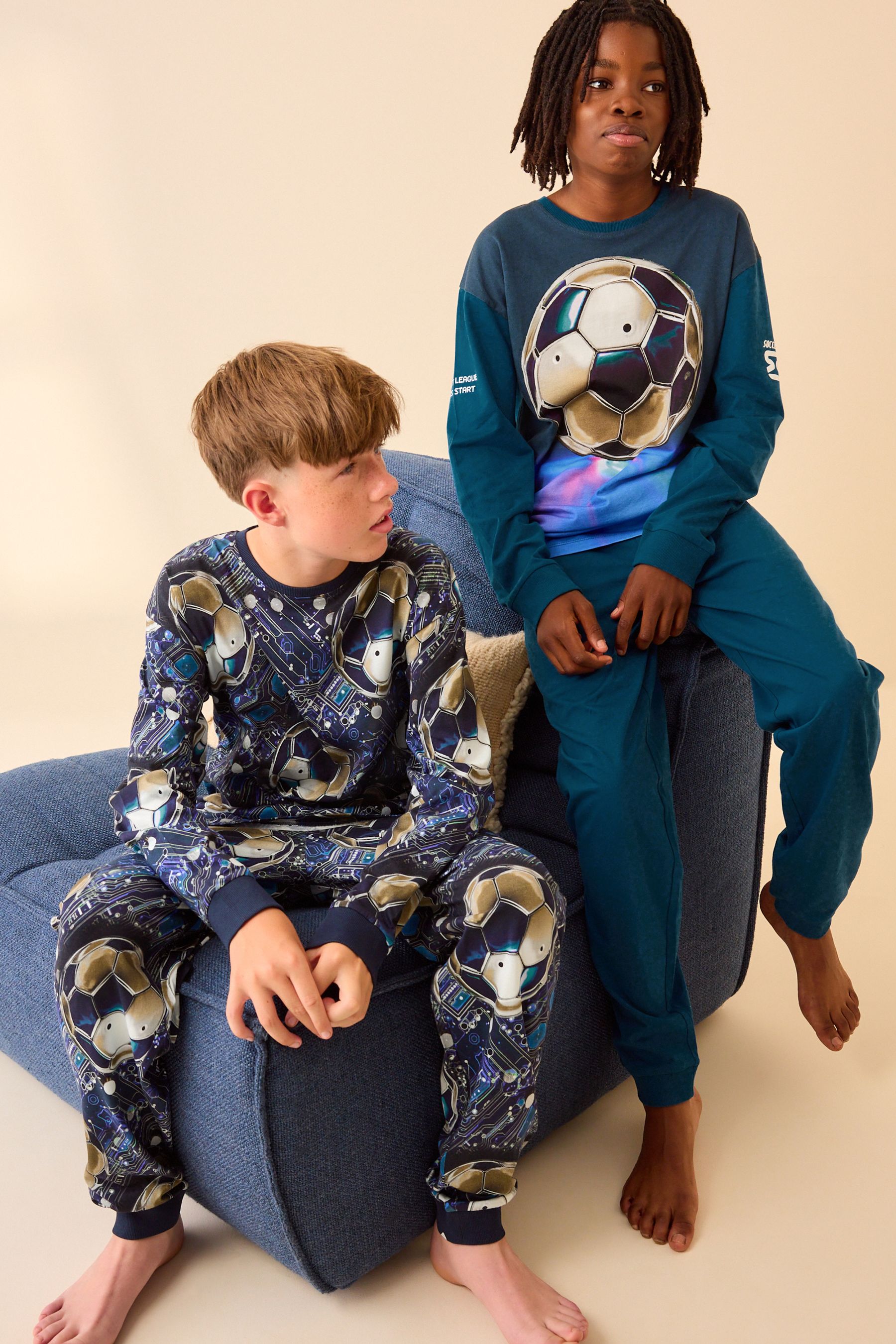 Buy Blue Football 2 Pack 100 Cotton Long Sleeve Pyjamas 3 16yrs from the Next UK online shop