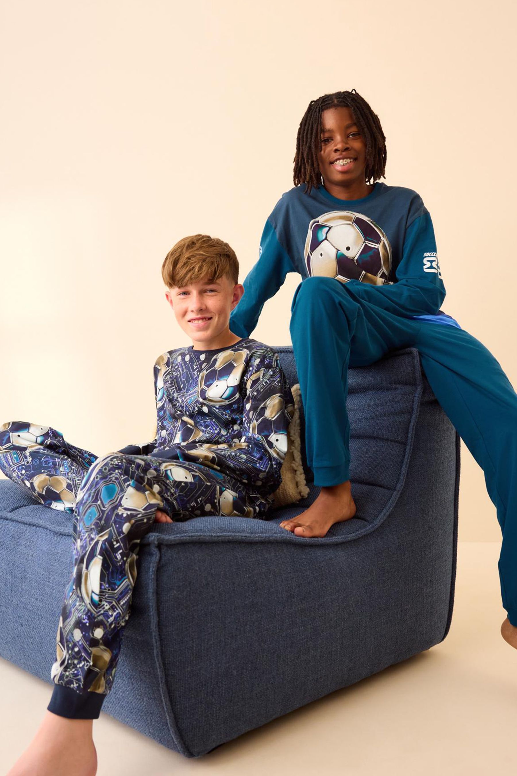 Buy Blue Football 2 Pack 100 Cotton Long Sleeve Pyjamas 3 16yrs from the Next UK online shop