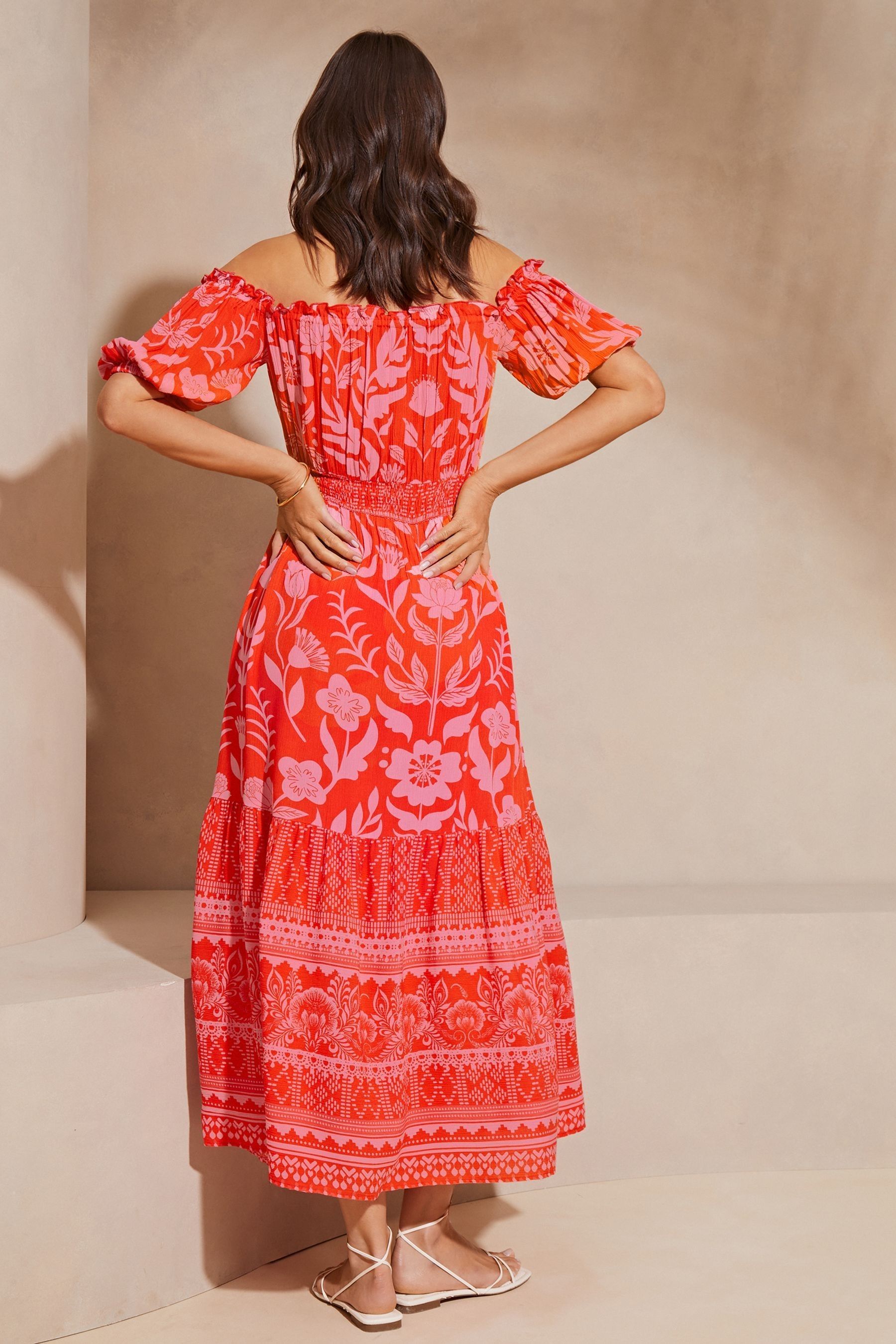 Buy Lipsy Pink Floral Printed Bardot Summer Holiday Midaxi Dress from Next USA