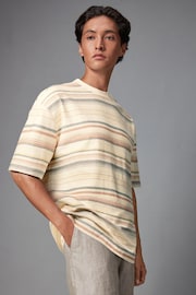 Ecru Textured Stripe T-Shirt - Image 1 of 8
