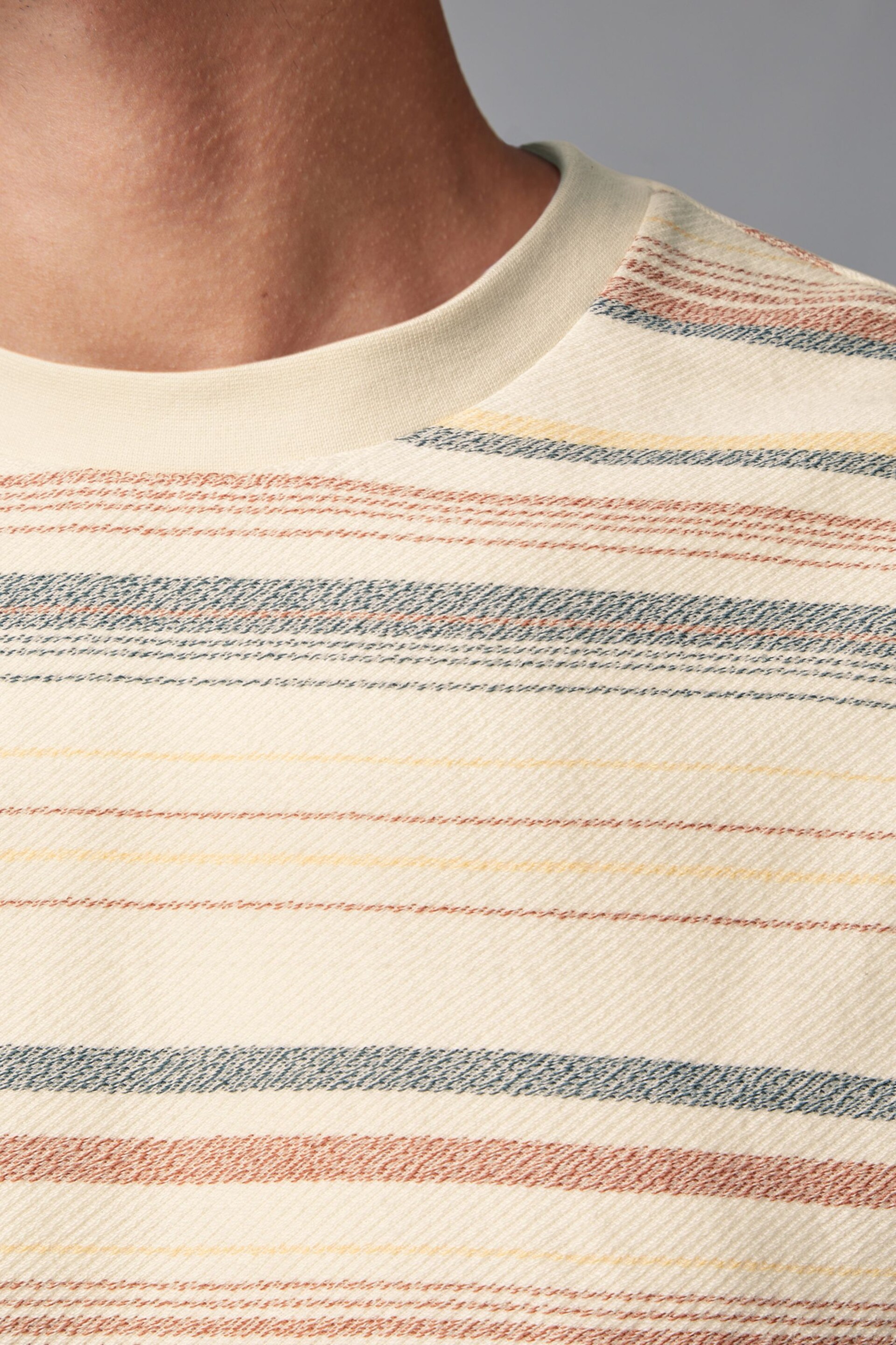 Ecru Textured Stripe T-Shirt - Image 5 of 8