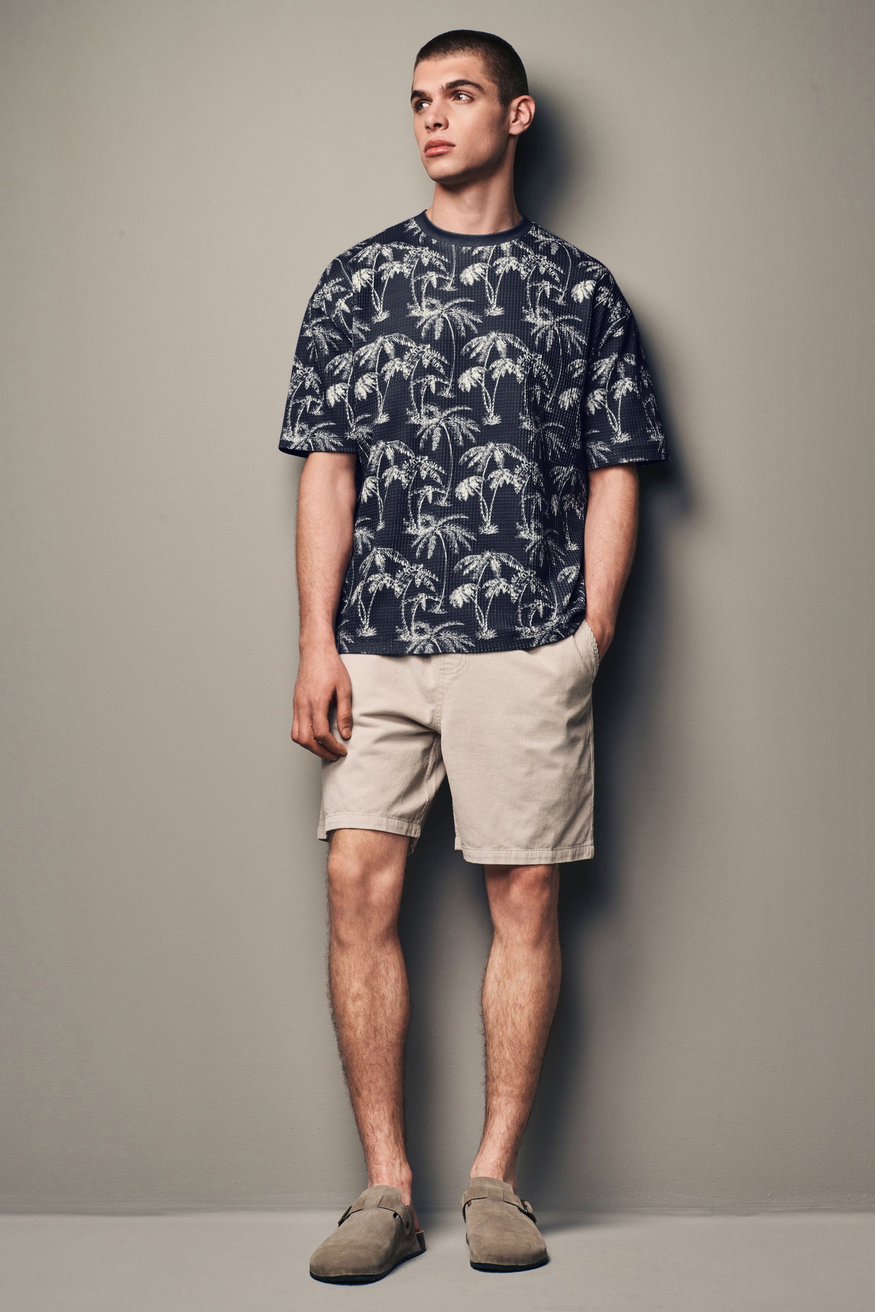 Buy Navy Palm 100 Cotton Printed T Shirt from the Next UK online shop