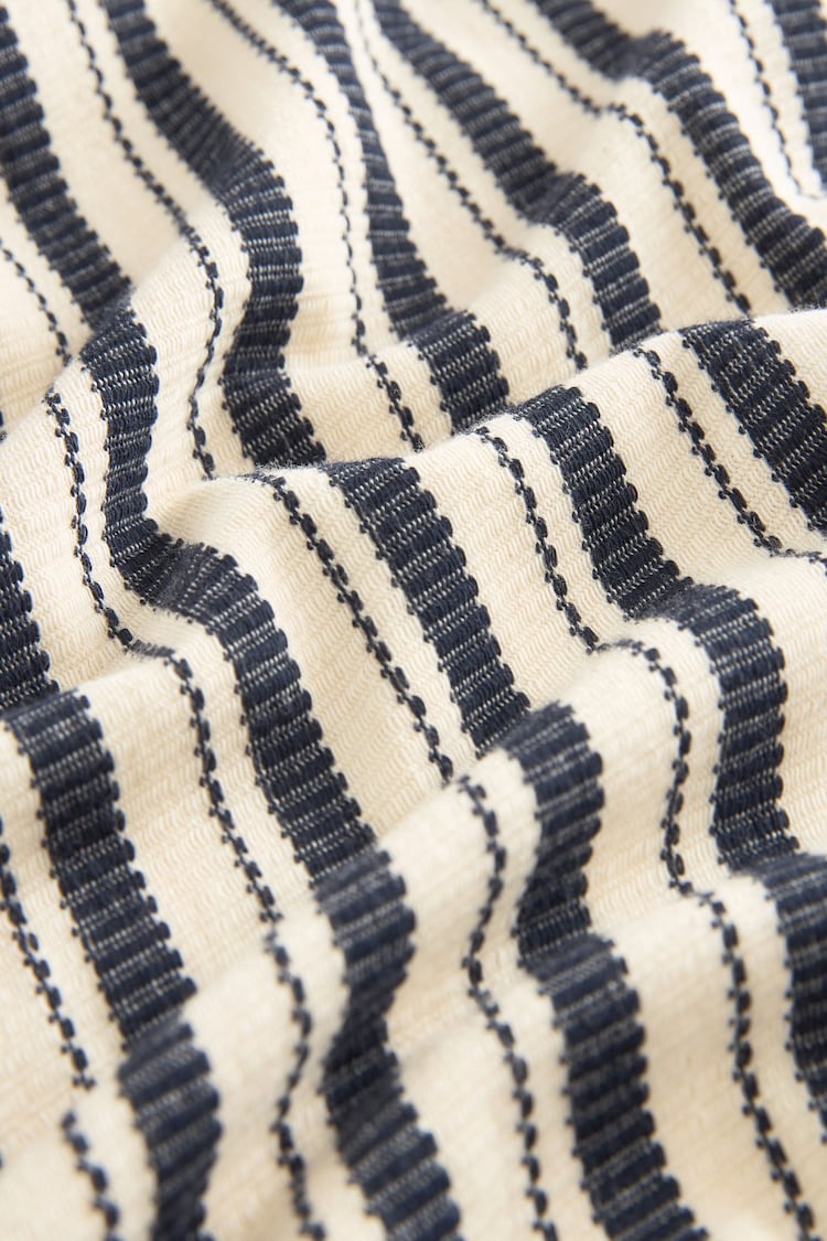 Navy Blue Texture 100% Cotton Vertical Stripe T-Shirt - Image 7 of 7