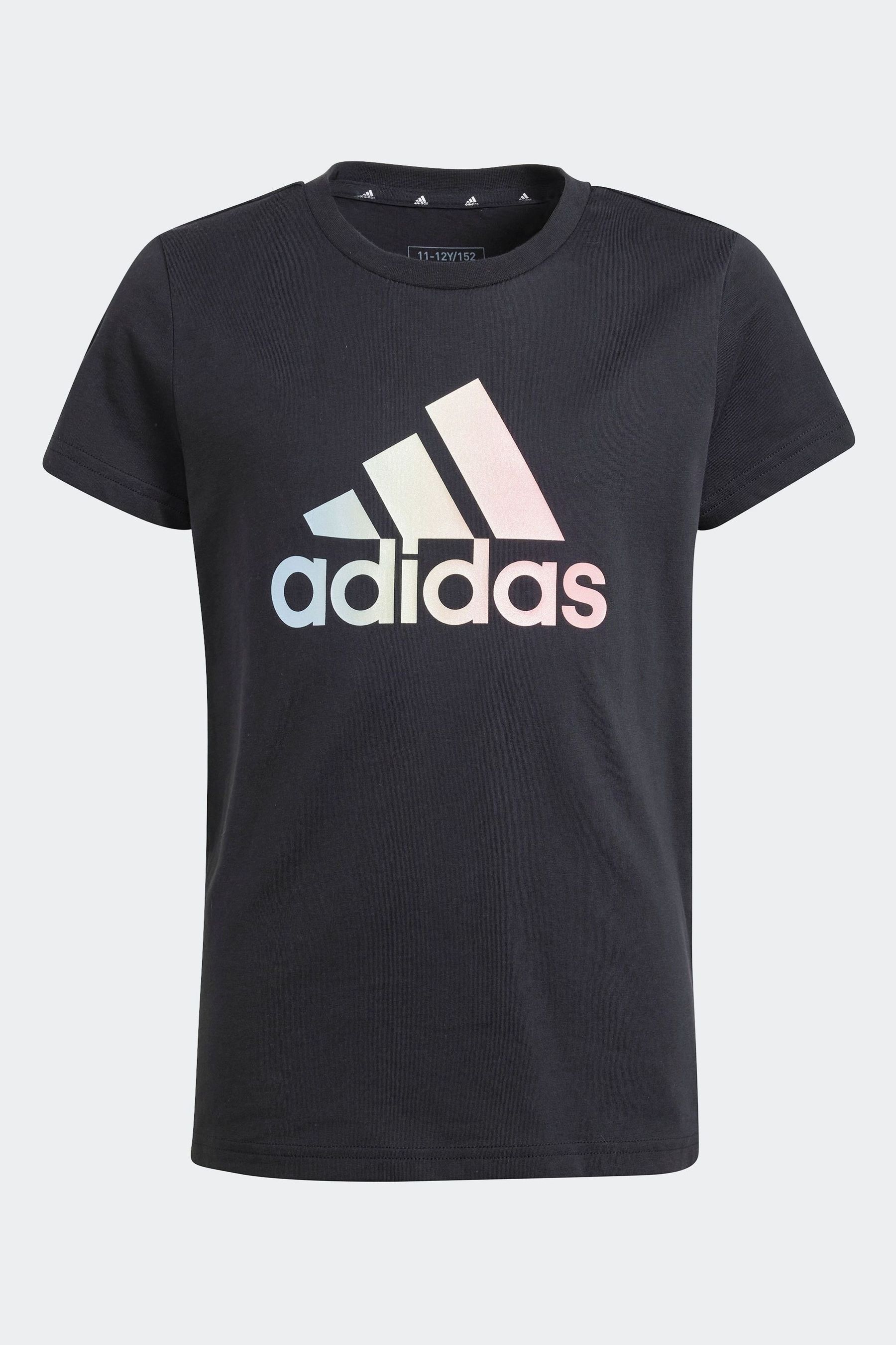 Buy adidas Black Kids Metallic Print 100 Cotton T Shirt from Next Luxembourg