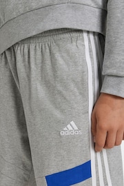 adidas Grey Kids 100% Cotton Colorblock Shorts - Image 5 of 6