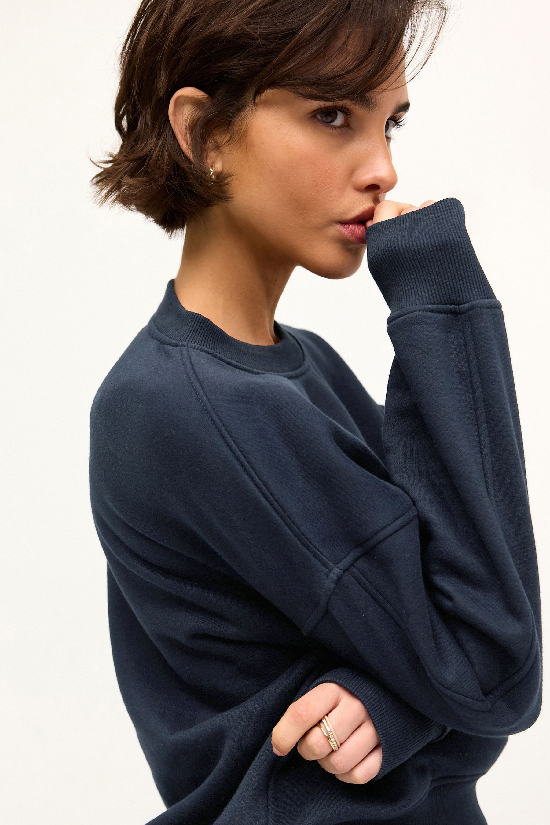 Buy Navy Blue Heavyweight Soft Touch Crew Neck Sweatshirt from the Next UK online shop