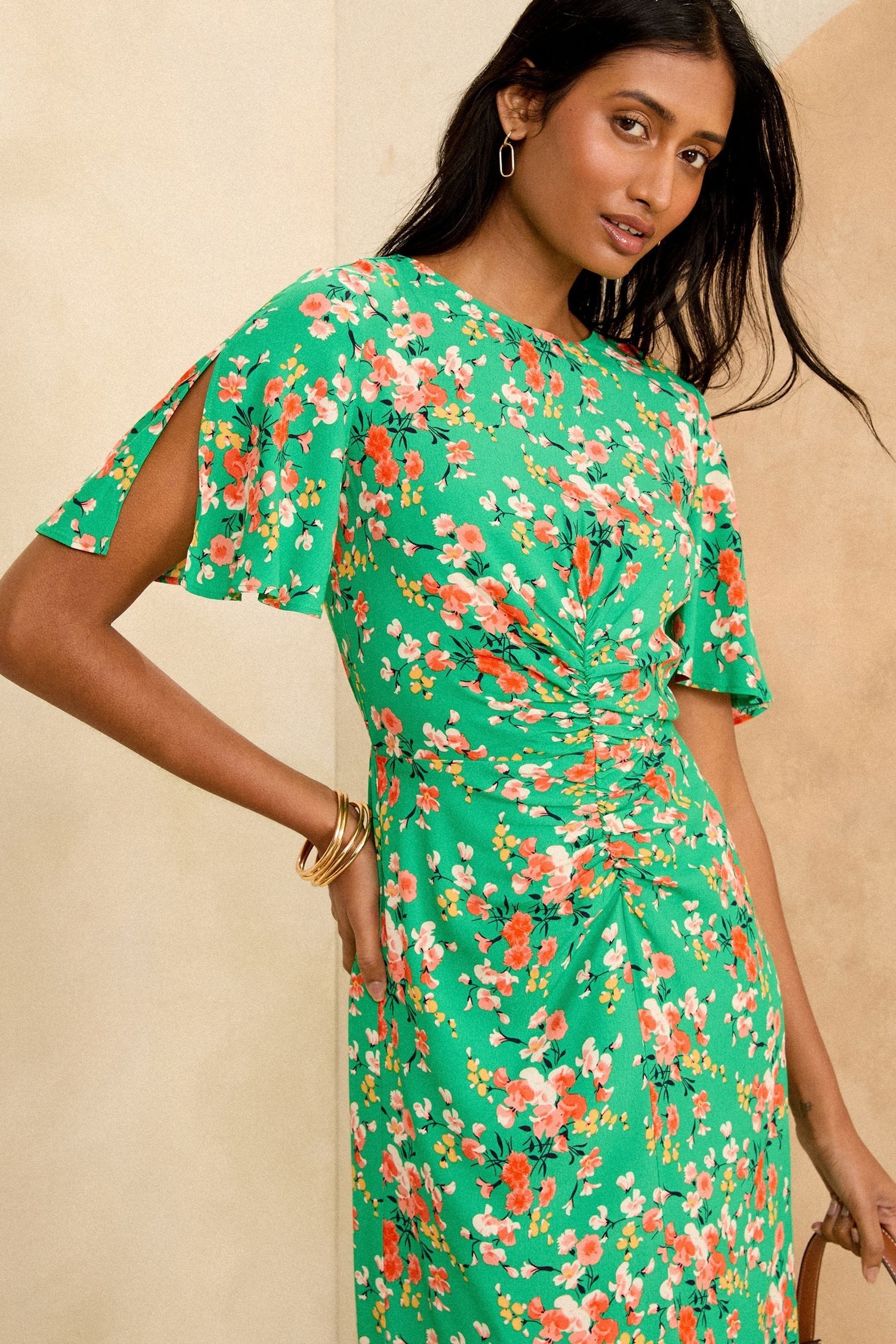 Green flutter sleeve midi dress shop