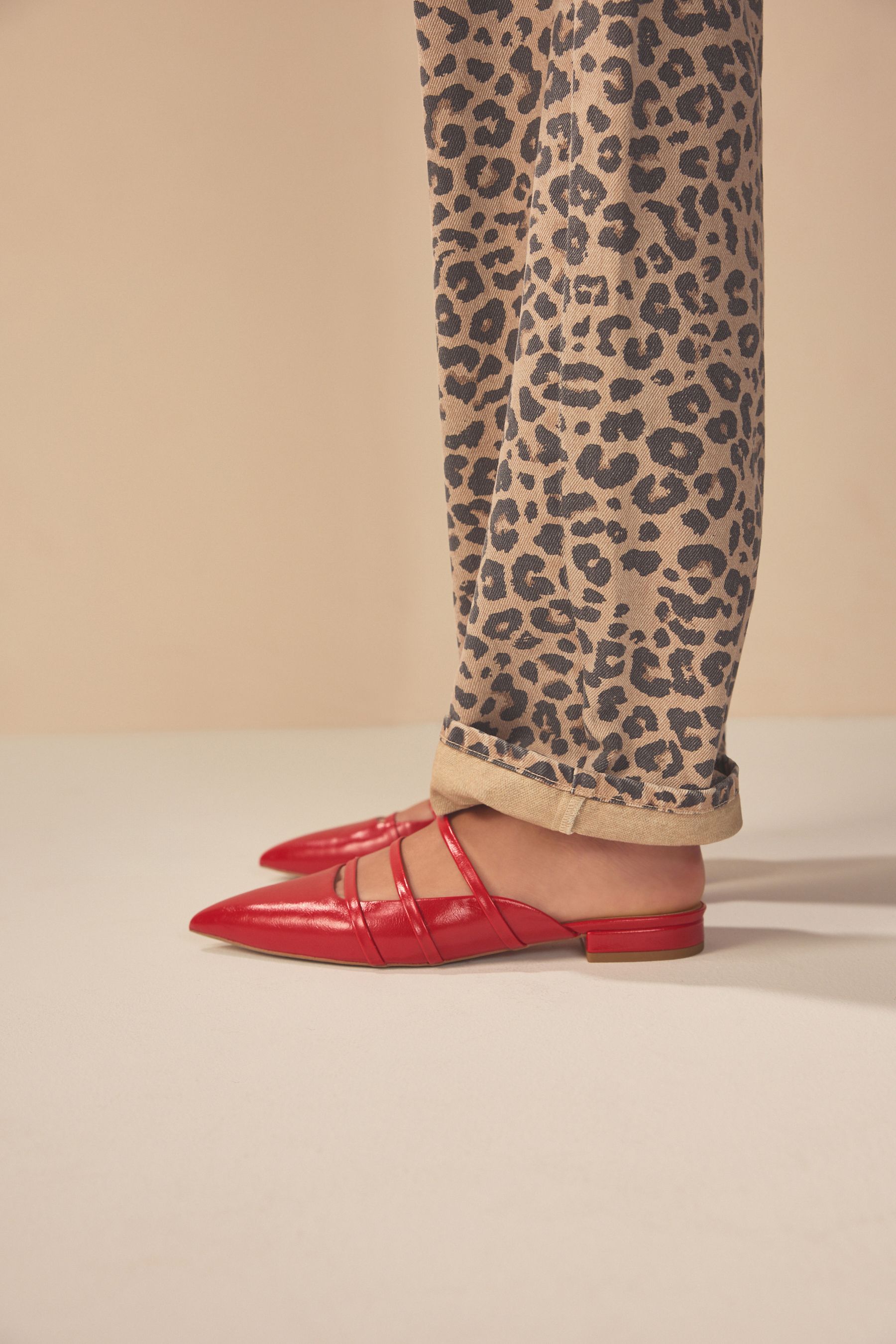 Red Forever Comfort Point Toe Strappy Mules