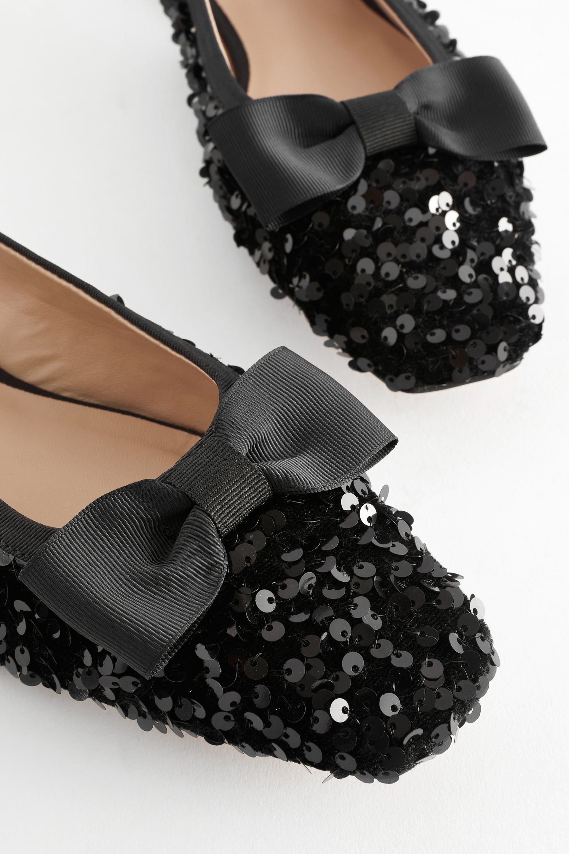 Black Forever Comfort® Sequin Bow Slingback Shoes - Image 4 of 5