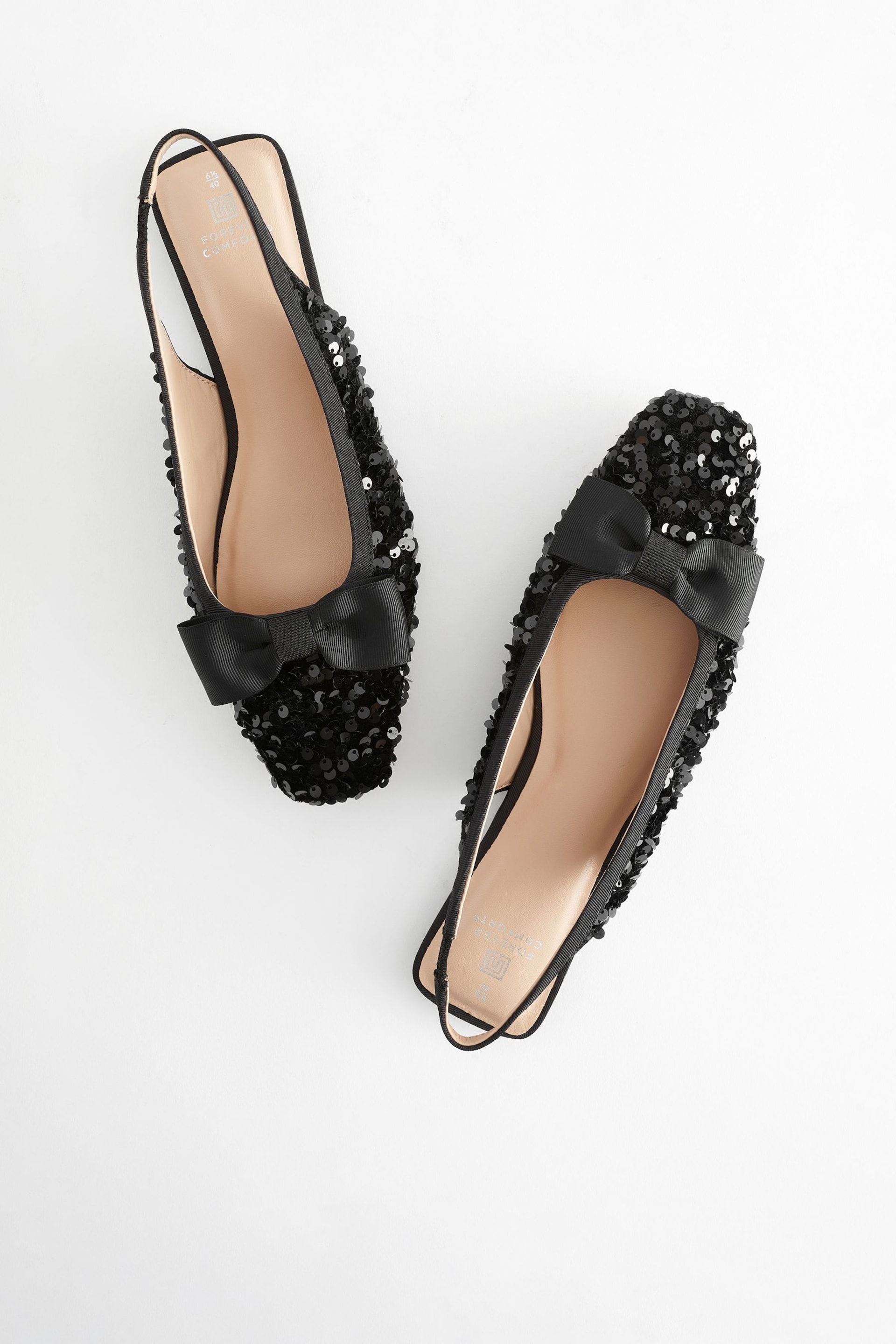 Black Forever Comfort® Sequin Bow Slingback Shoes - Image 5 of 5