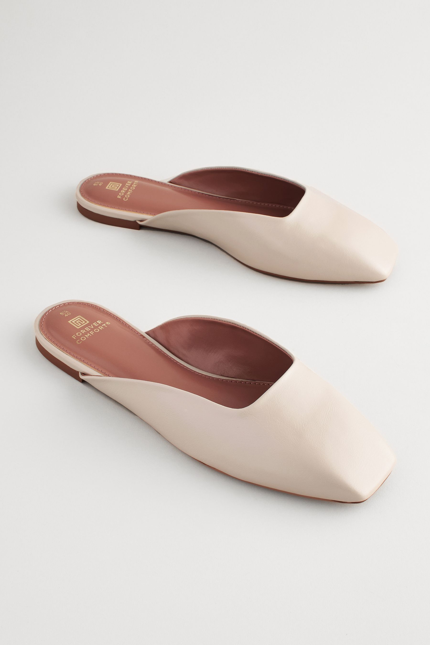 Buy Bone Forever Comfort Square Toe Mules from Next Luxembourg