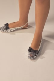 Silver Forever Comfort® Sequin Bow Slingback Shoes - Image 3 of 10