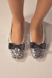 Silver Forever Comfort® Sequin Bow Slingback Shoes - Image 4 of 10