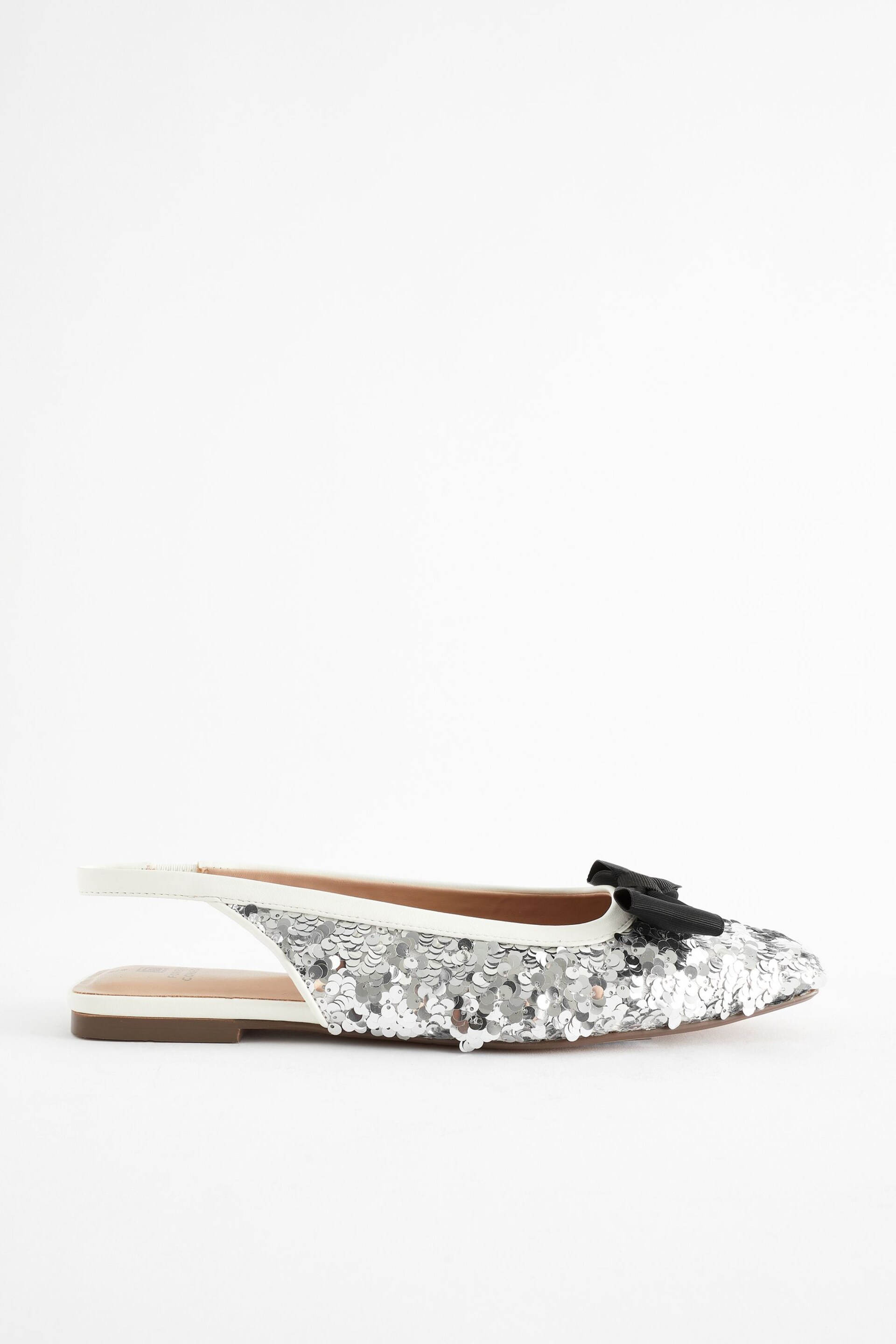 Silver Forever Comfort® Sequin Bow Slingback Shoes - Image 7 of 10