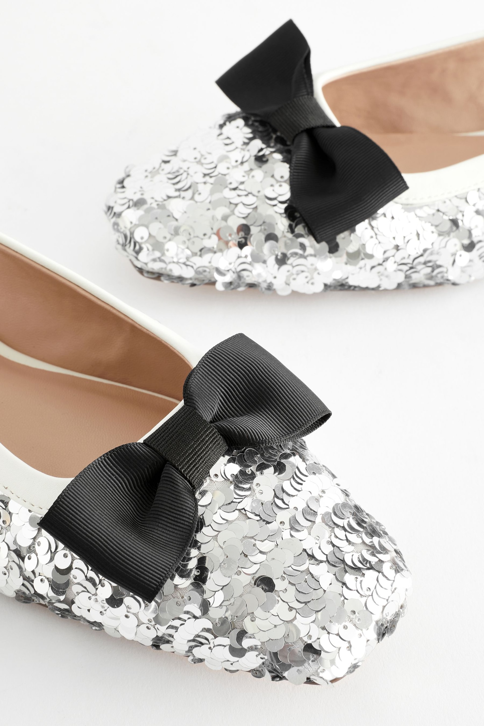 Silver Forever Comfort® Sequin Bow Slingback Shoes - Image 9 of 10