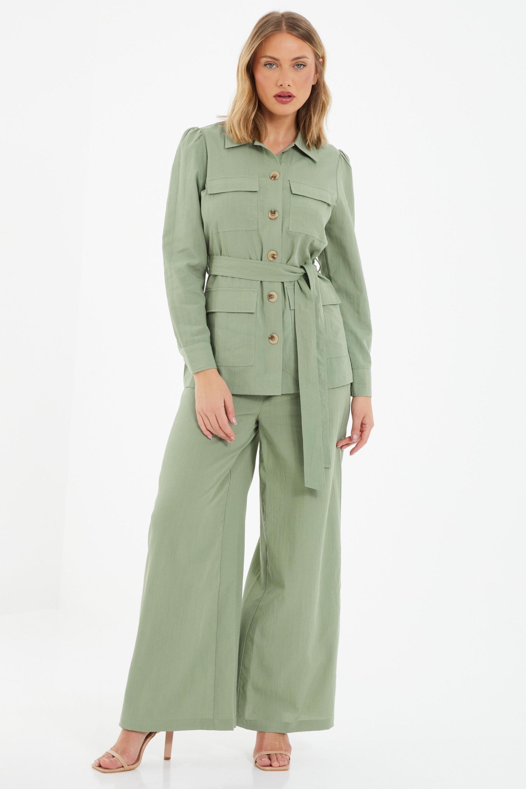 Buy Quiz Green Tie Waist Utility Jacket from Next Luxembourg