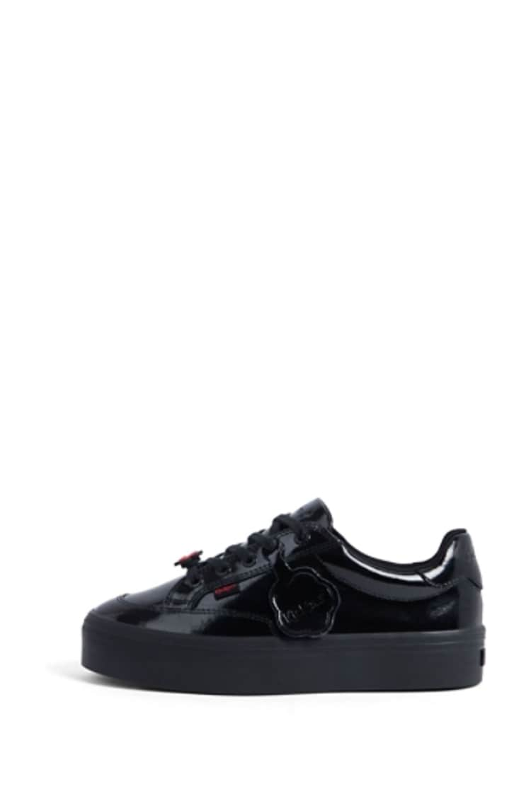 Kickers Black Tovni Stack Lo Flower Patent Trainers - Image 2 of 7