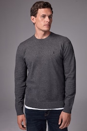 Charcoal Grey Stag Logo Crew Neck Regular Knitted Long Sleeve Jumper - Image 1 of 7