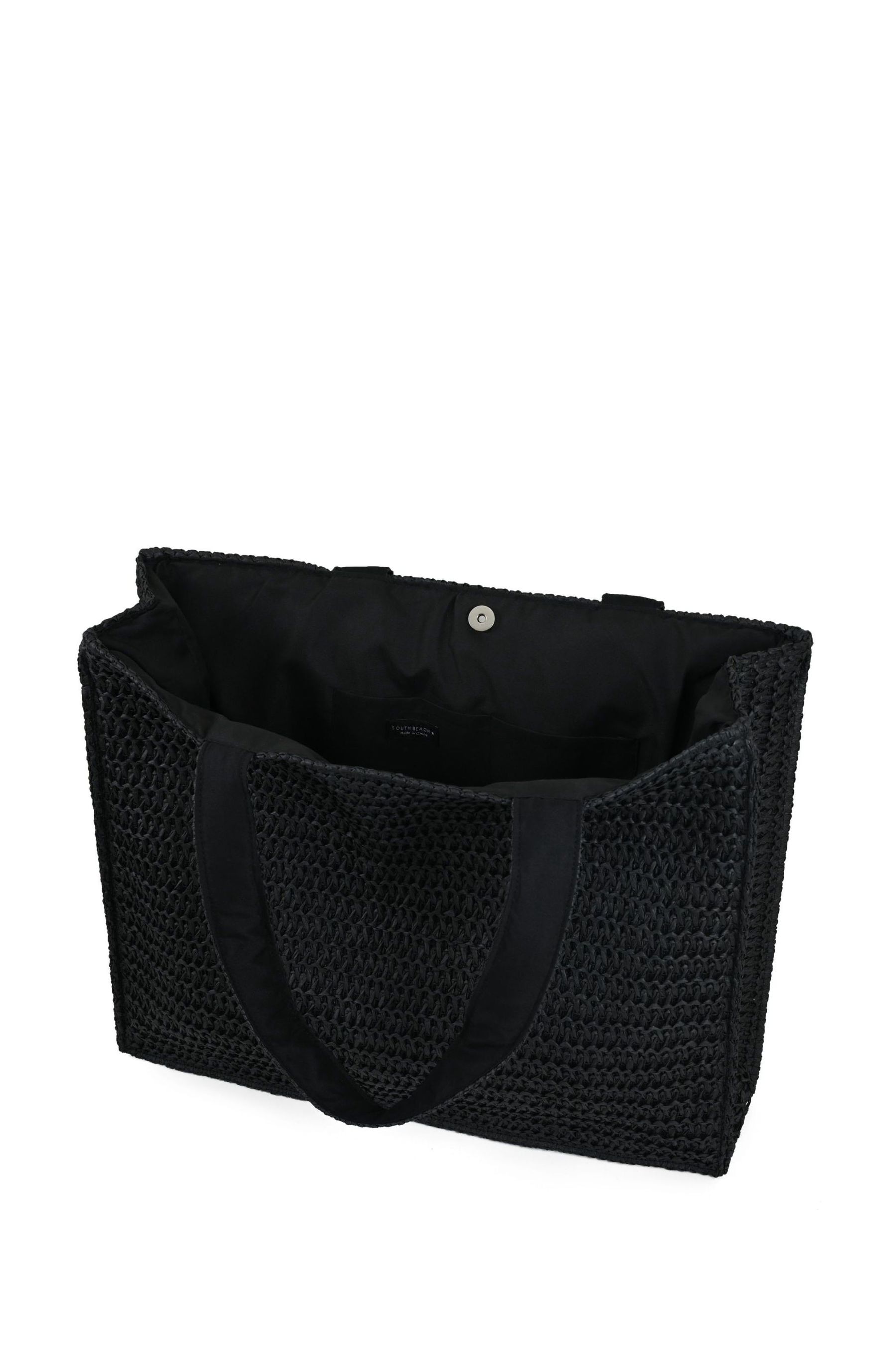 Buy South Beach Black Straw Woven Shoulder Tote Bag from Next Germany