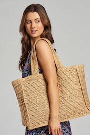 South Beach Natural Straw Woven Shoulder Tote Bag - Image 2 of 6