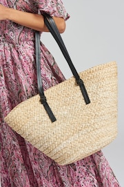 South Beach Brown Shoulder Straw Tote Bag - Image 2 of 5