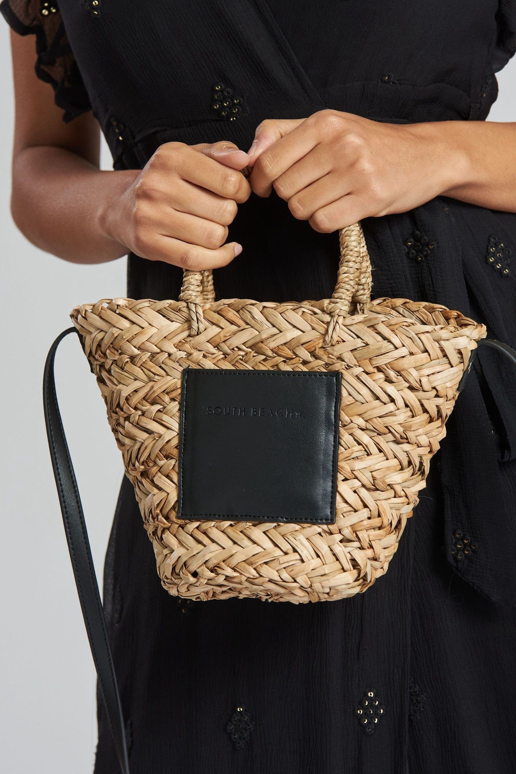Buy South Beach Black Mini Straw Cross Body Bag from the Next UK online shop