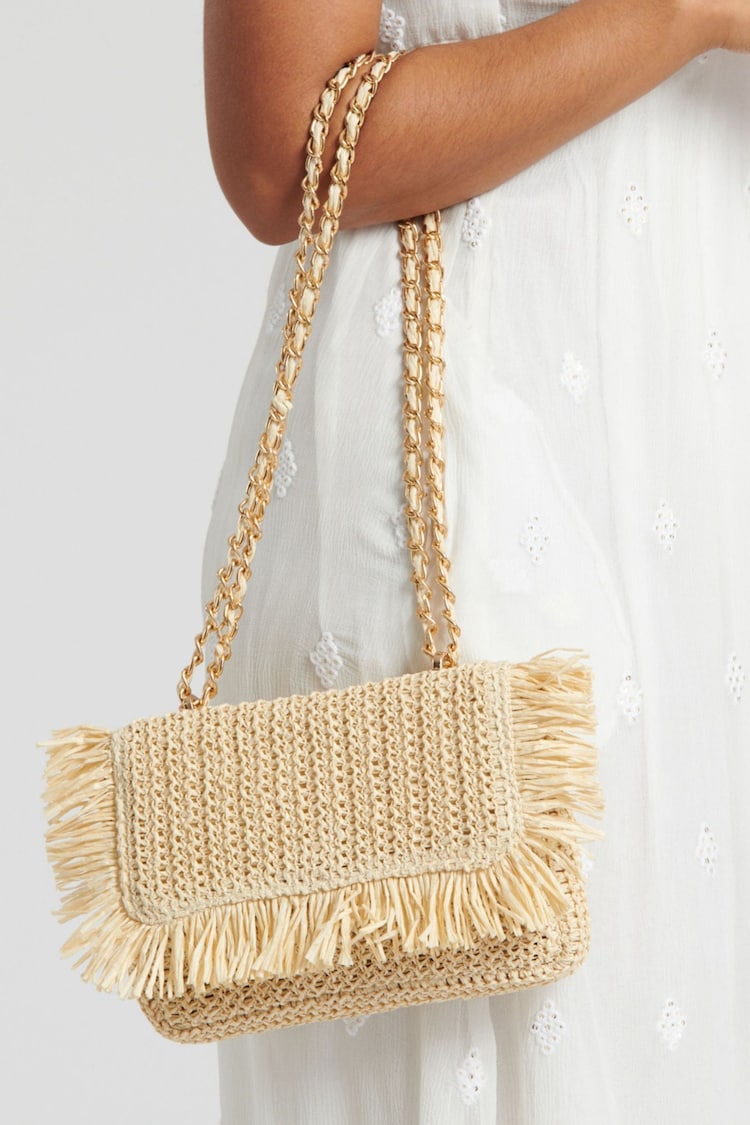 South Beach Brown Shouder Bag With Fringe - Image 1 of 5