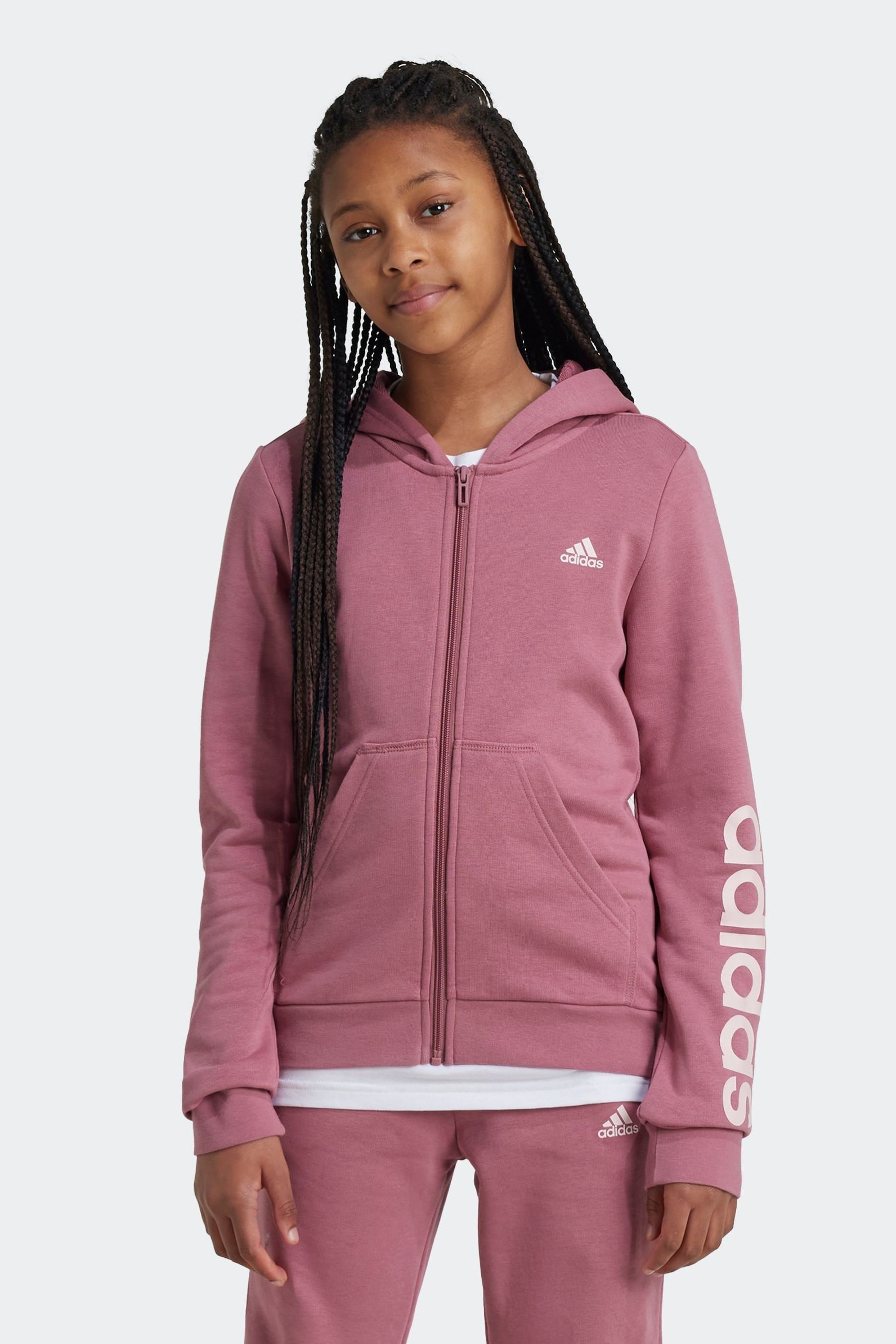 Adidas essentials linear full zip hoodie outlet
